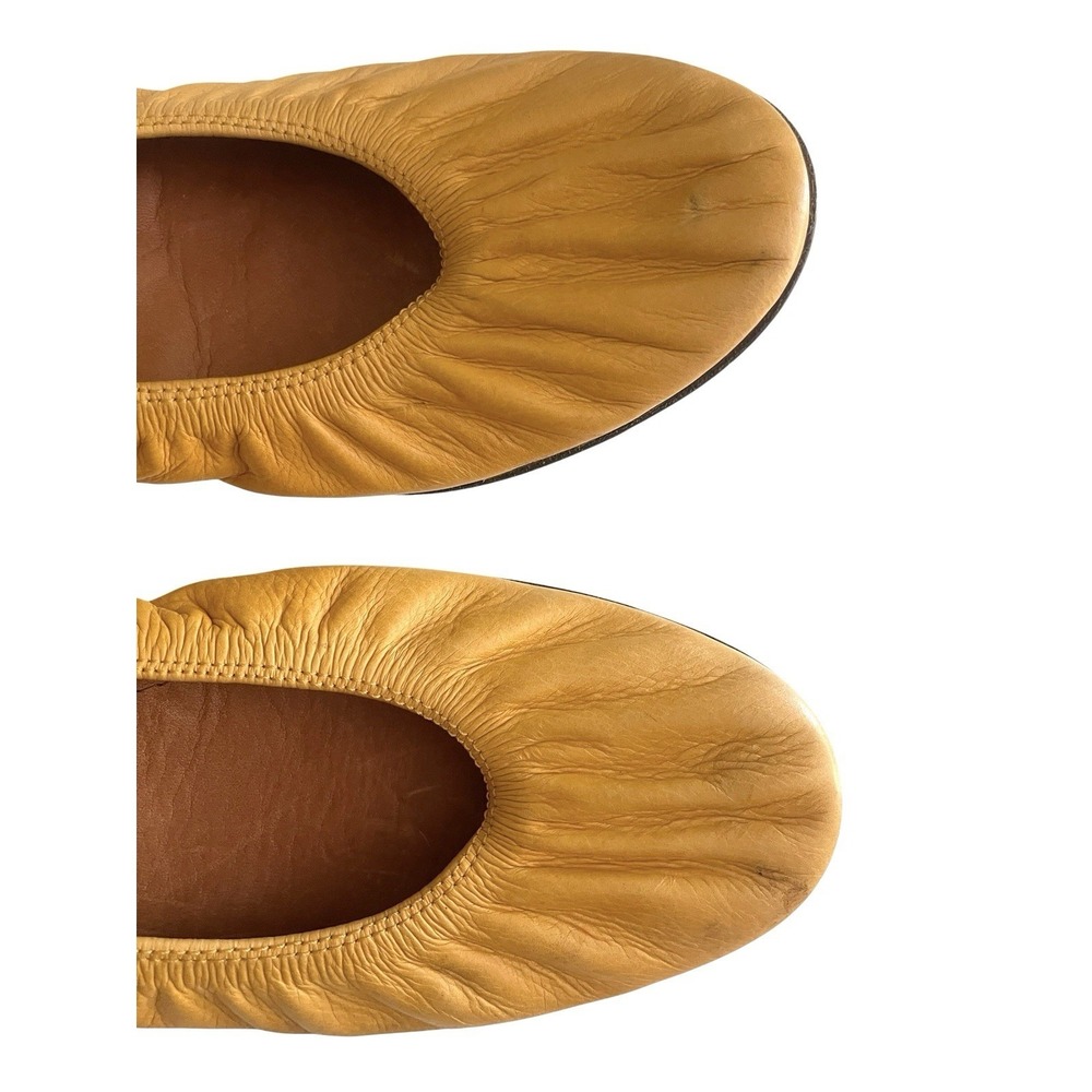 Lanvin Paris Yellow Soft Leather Ballet Flats Sz 39 Balletcore Quiet Luxury - Picture 2 of 13